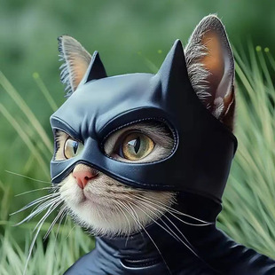 Black Bat-Inspired Cat Mask for Pets 的原商品图