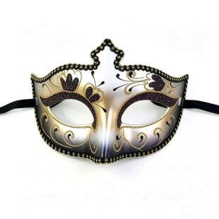 Gold Floral Venetian Half-Face Masquerade Mask 的原商品图