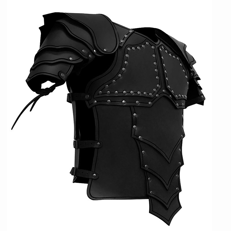 Medieval Viking-Style PU Leather Shoulder and Chest Armor 的原商品图