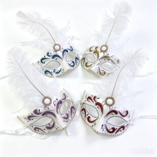White Feather Venetian Masquerade Mask Set 的原商品图