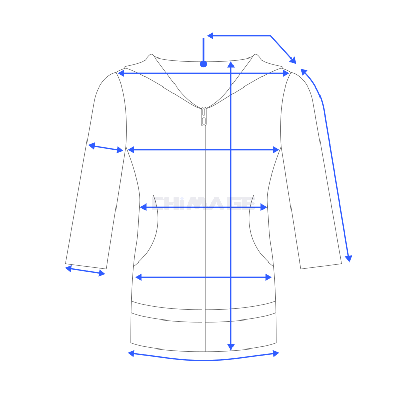 3 4 sleeve zip up hoodie